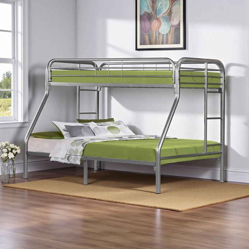 Lit superposé simple Brinda en métal au fini argenté, H 59,34 po x l 77,74 po x L 53,75 po