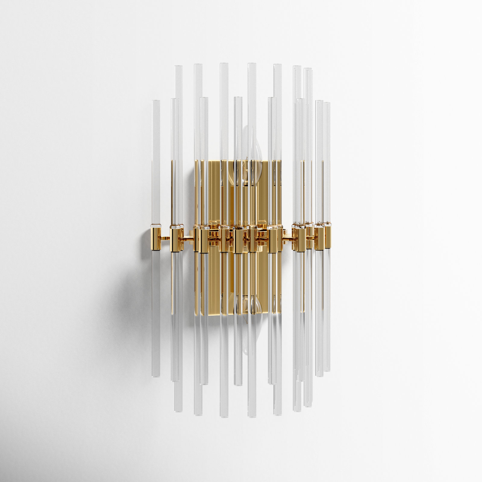 Sardor 2 Light Glass Dimmable Flush Mounted Sconce, Heritage Gold