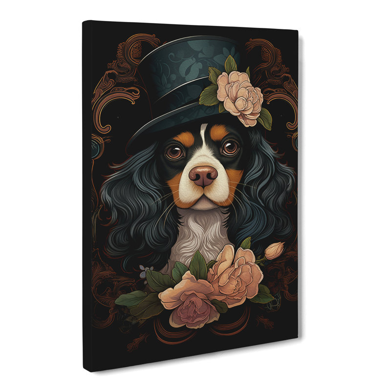 Cavalier King Charles Spaniel Art Deco No.3 - Wrapped Canvas, 76cm H x 50cm W x 3cm D