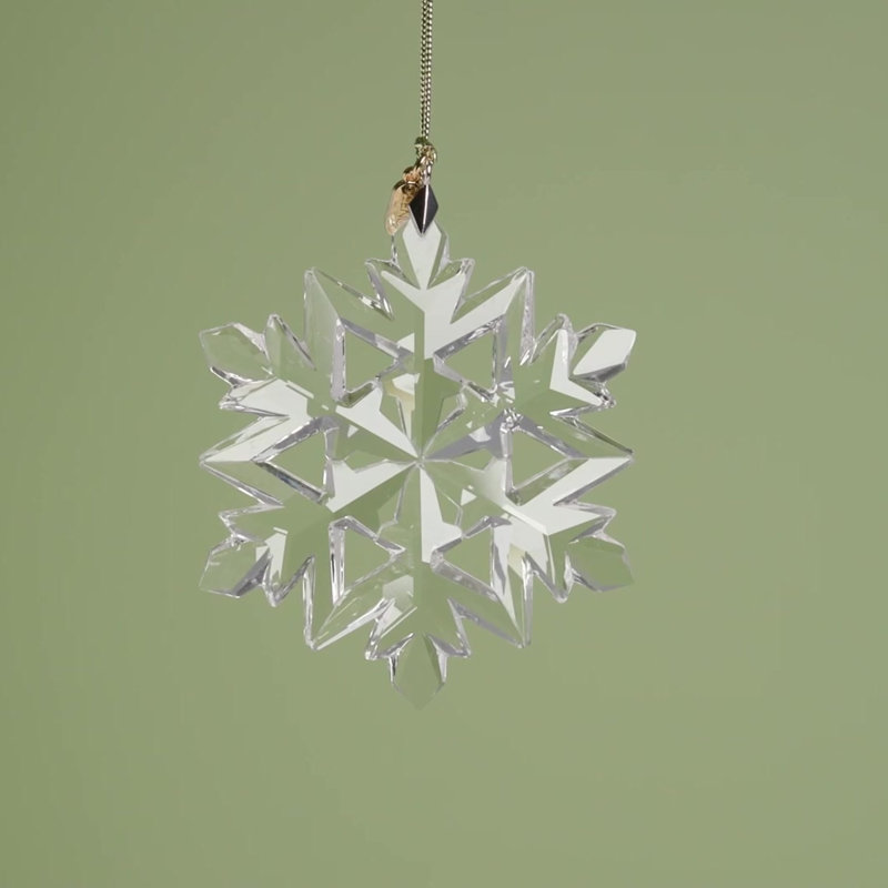 2024 Clear Glass Optic Snowflake Ornament with Gold Cord