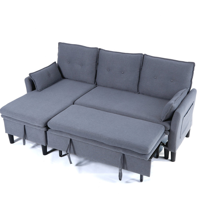 Canapé modulaire en L avec méridienne réversible avec rangement, idéal pour le bureau et un appartement, alliant confort et fonctionnalité