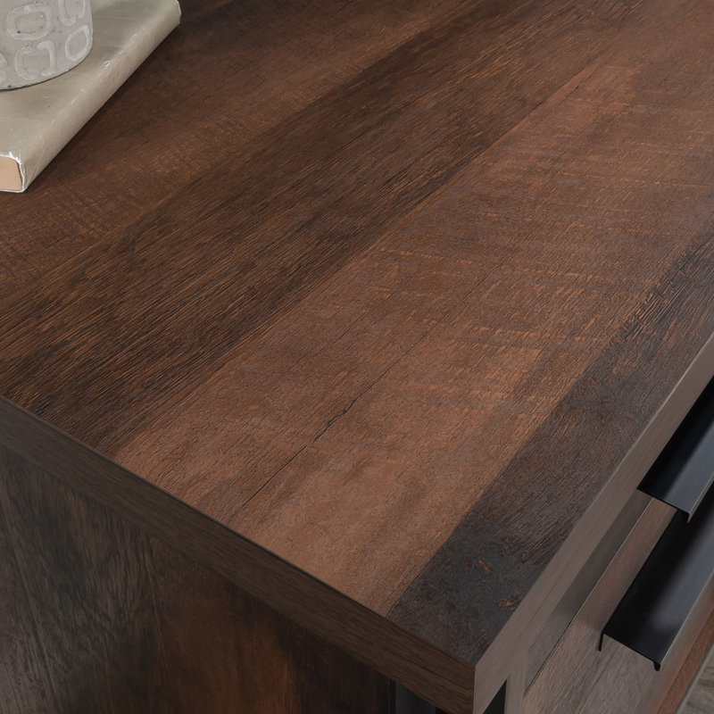 Ensemble de bureau d'ordinateur et bahut, finition brune