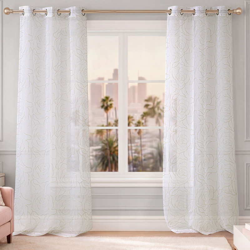 Rideaux de fenêtre transparents à motif de tourbillons de l 37 po x 84 po Juuche Couture
