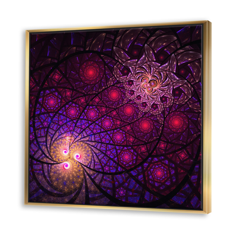 Fractal Flames - Impression sur toile, H 16 po x l 16 po x p 1 po, Toile encadrée d'or