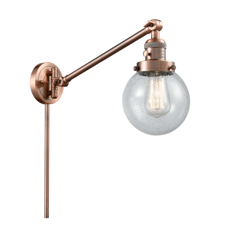 Lampe murale avec bras pivotant 1 lumière Cuney, Grainé, Nickel satiné brossé, Incandescent