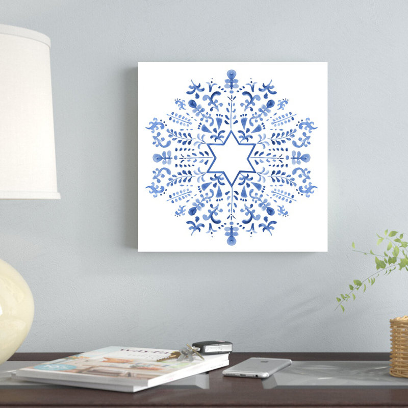 Indigo Hanoukka III par Victoria Borges - impression sur toile tendue, H 12 po x l 12 po