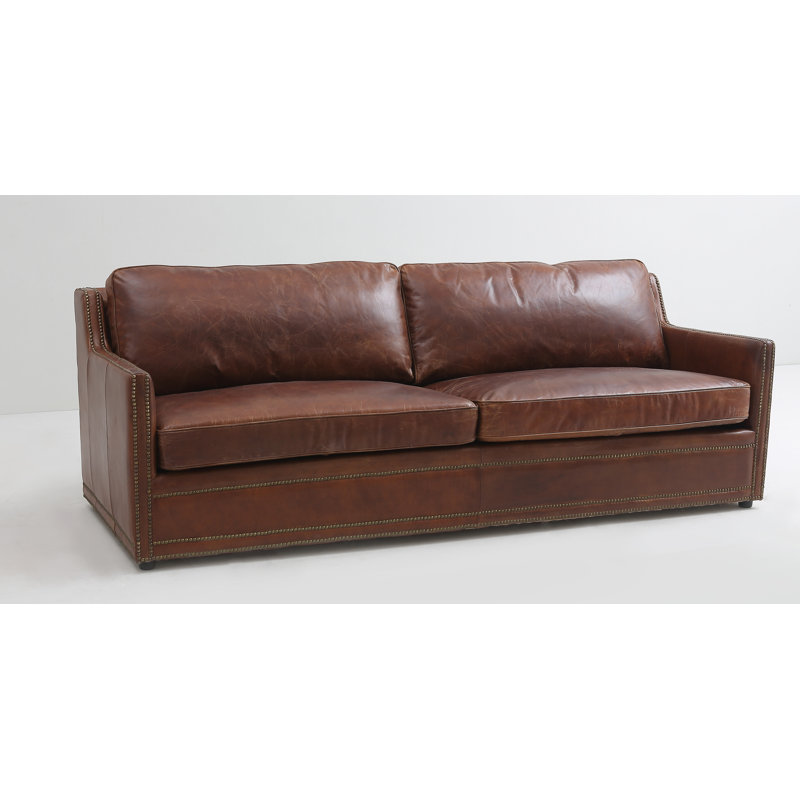 Canapé à accoudoirs carrés en cuir véritable 79 po Tingley