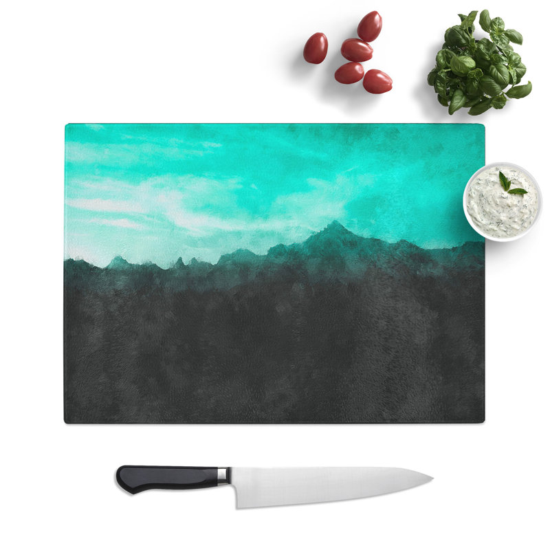 Tempered Glass Mint Green Sky Chopping Board, 20 cm x 28.5 cm