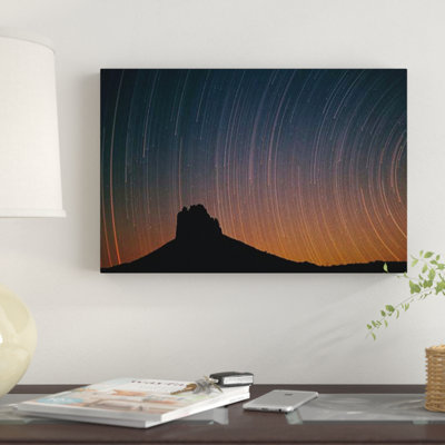 " Startrails Over Shiprock In Four Corners Region, New Mexico " Color Photography