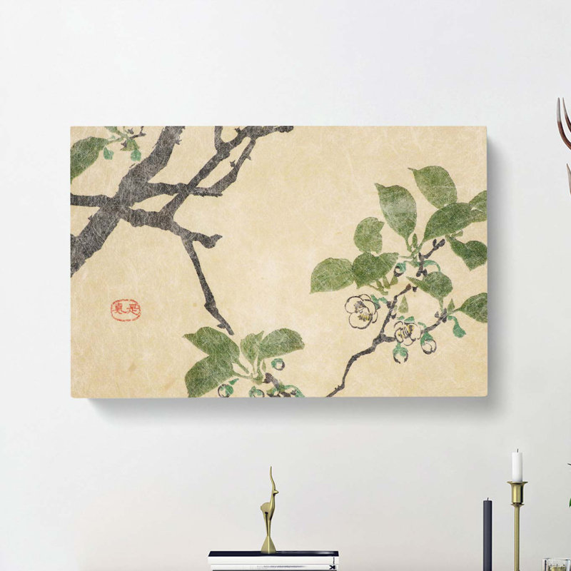 White Plum Flowers by Shibata Zeshin - Wrapped Canvas, 35cm H x 50cm W x 3cm D