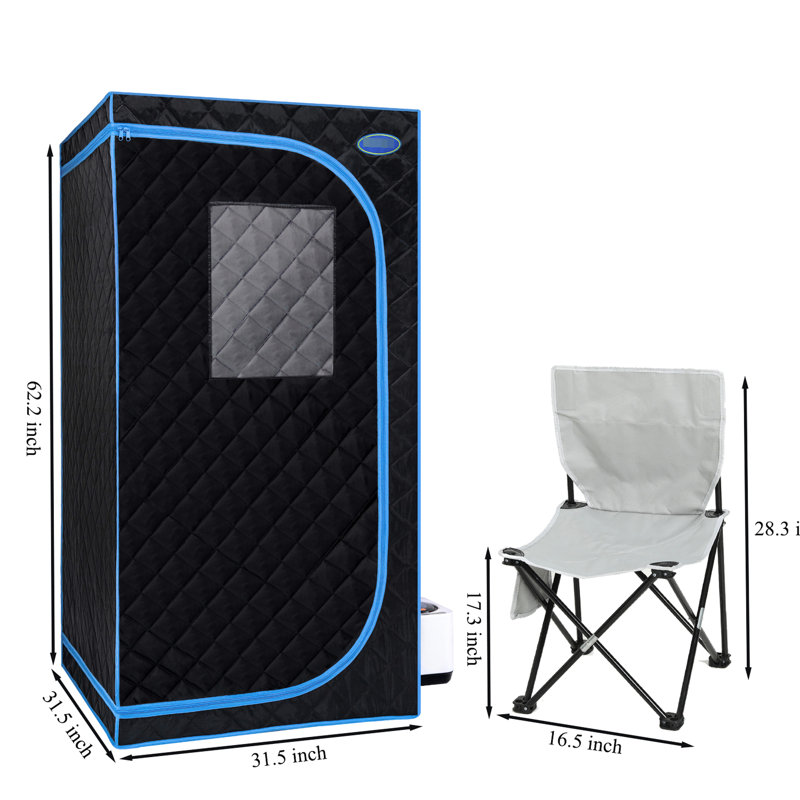 Black Portable Full Size Steam Tent - Personal Home Spa Enjoyment. Comes With Generator, Remote Control, Foldable Chair. Easy To Assemble, Fast Heat. & Ul . Insulating, Waterproof Fabric. 360