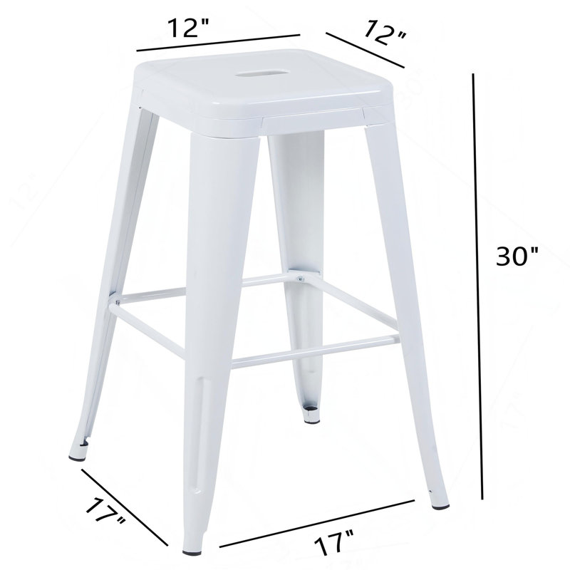 Tabouret à hauteur de comptoir 30 po, ensemble de 4 tabourets de bar en métal sans dossier, non empilable, amovible et facile à assembler, permettant d'économiser de l'espace pour un îlot de cuisine / bar / café / salle à manger