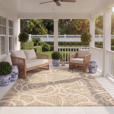 Arneshia Floral Brown Indoor / Outdoor Area Indoor/Outdoor Area Rug