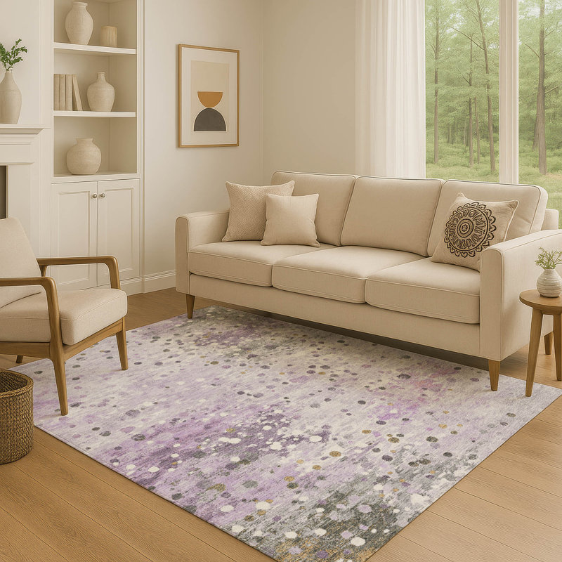 Tapis abstrait lavable à la machine Premium Premium Ansley, Rectangle 10 pi x 14 pi