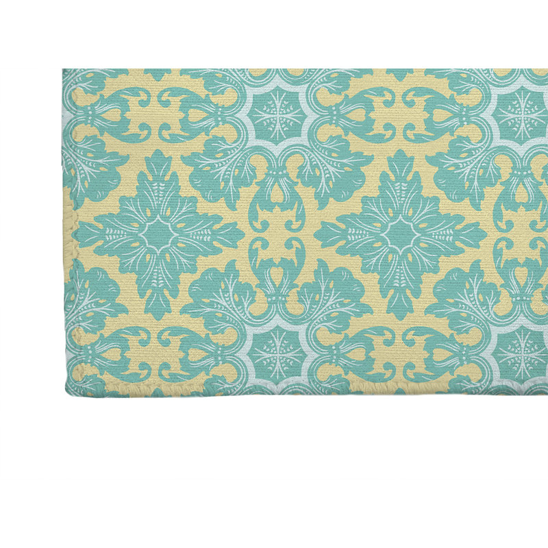 Tapis de bureau léger damas à profil bas antidérapant, L 72 po x P 48 po, Jaune