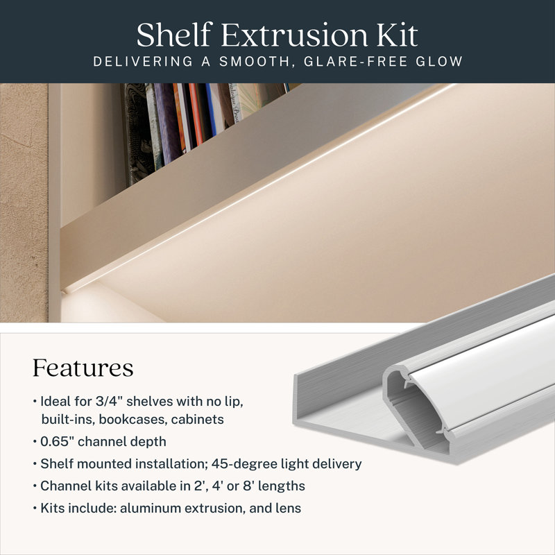 TE Series Shelf Extrusion Kit 2-Foot, 0.7" H x 24" W x 1.5" D