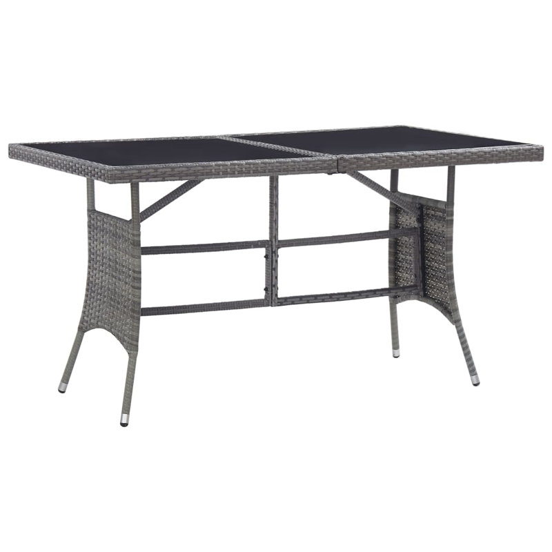 Garden Table 140X80x74 Cm Poly Rattan, Black, Grey