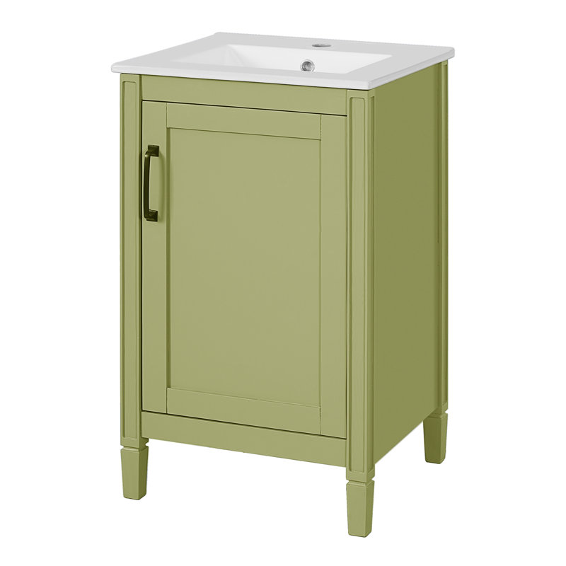 20" Single Bathroom Vanity With Ceramic Sink, Green