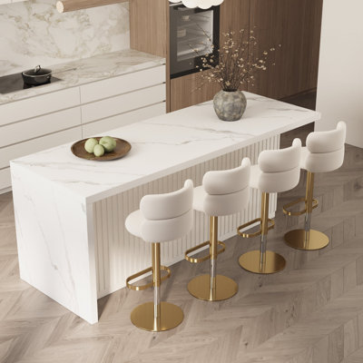 Kitchen Island with 4 Bar Stools, Dining Table Set with Storage,Modern Coffee Bar Table for Kitchen Dining Living Room