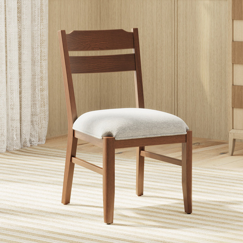 Chaise rembourrée en bois massif, Brun
