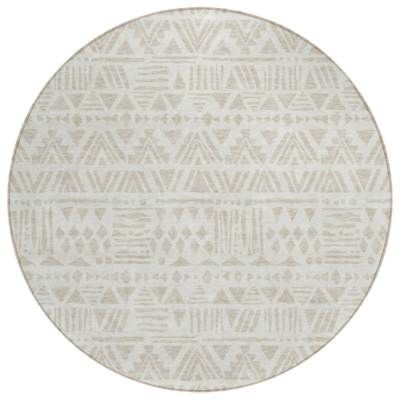 Maliana Washable Southwestern Indoor / Outdoor Rug, Round 8'