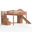 Lit mezzanine double en bois avec glissières de rangement et garde-robe 1 garde-corps en noyer