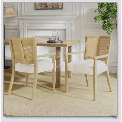 Ensemble de 2 chaises de salle à manger à dossier moderne en rotin moderne, élégantes et confortables pour toute maison