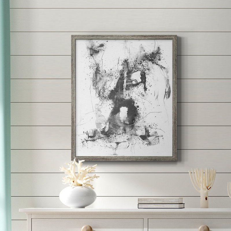 Graphite abstrait II, toile encadrée de qualité supérieure - prête à être accrochée, Gris, H 20 po x l 16 po