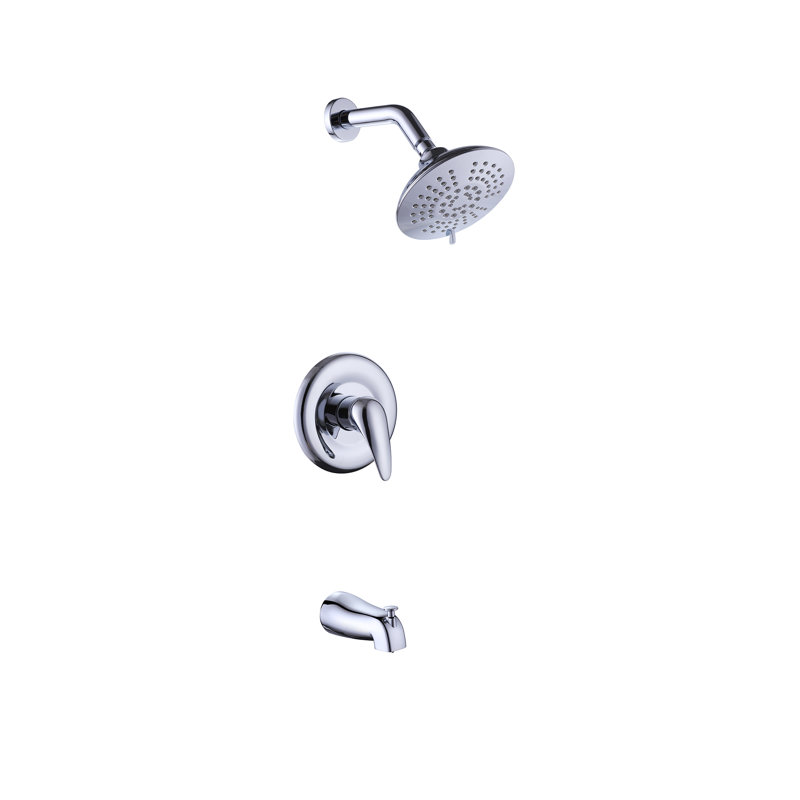 6'' Wall Mounted Shower System With 5 Functions Shower Head And Tub Spout, Polished Chrome