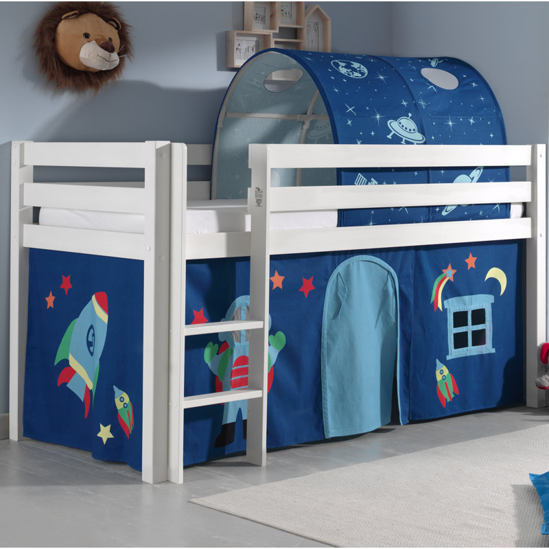European Single (90 x 200cm) Mid Sleeper Loft Bed, Standard, White
