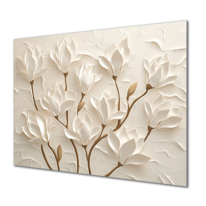 Beige Magnolia Tree Glow II - Landscapes Metal Wall Decor, Tree Metal Print, 30" H x 40" W x 0.84" D