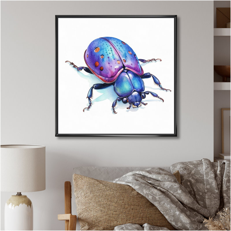 «Cheerful Ladybugs III», reproduction sur toile, H 16 po x l 16 po, Cadre flottant noir