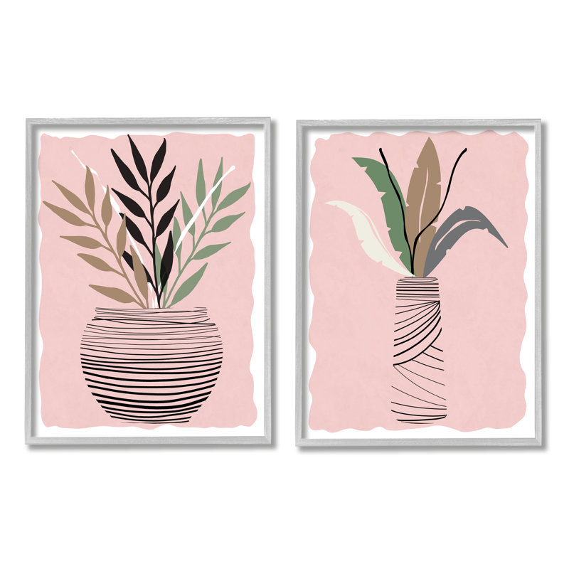 Vase excentrique à feuilles de fougère tropicale Daniela Santiago, H 11 po x l 14 po, Estampe numérique Farmhouse