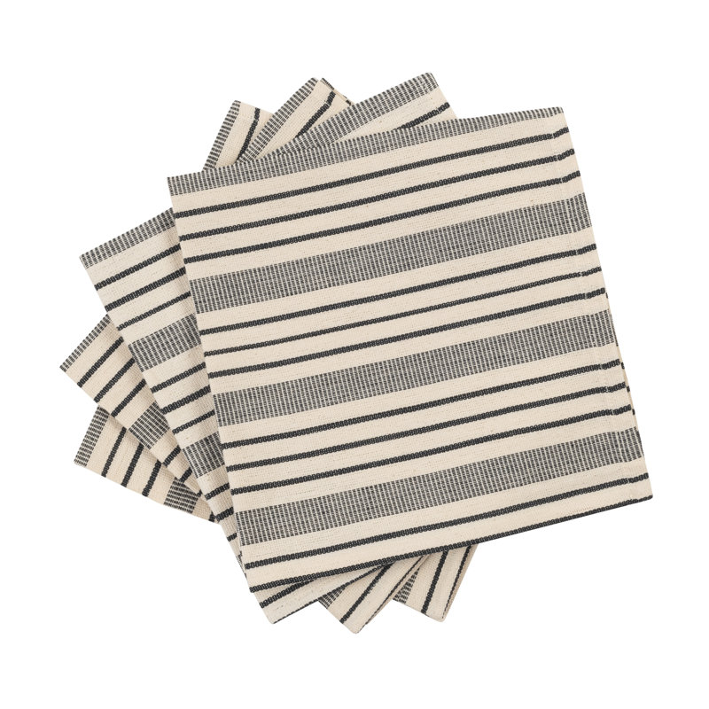 Ensemble de 4 serviettes à rayures françaises et noires French Home