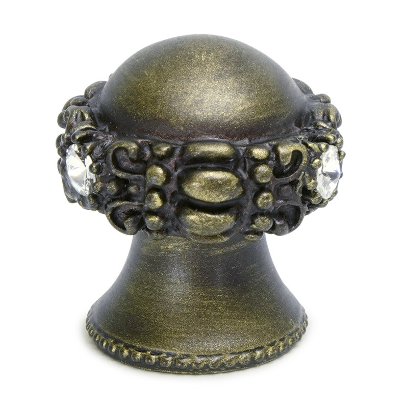 Cache principessa round knob in finish Antique Brass, Antique Brass