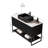Tulio 48"Striped Bathroom Vanity With Vessel Sink, Freestanding Bathroom Storage Cabinet With Three Doors And One Open Shelf, Black Rectangular Ceramic Basin And Carrara White Sintered Stone Counter Top, Black