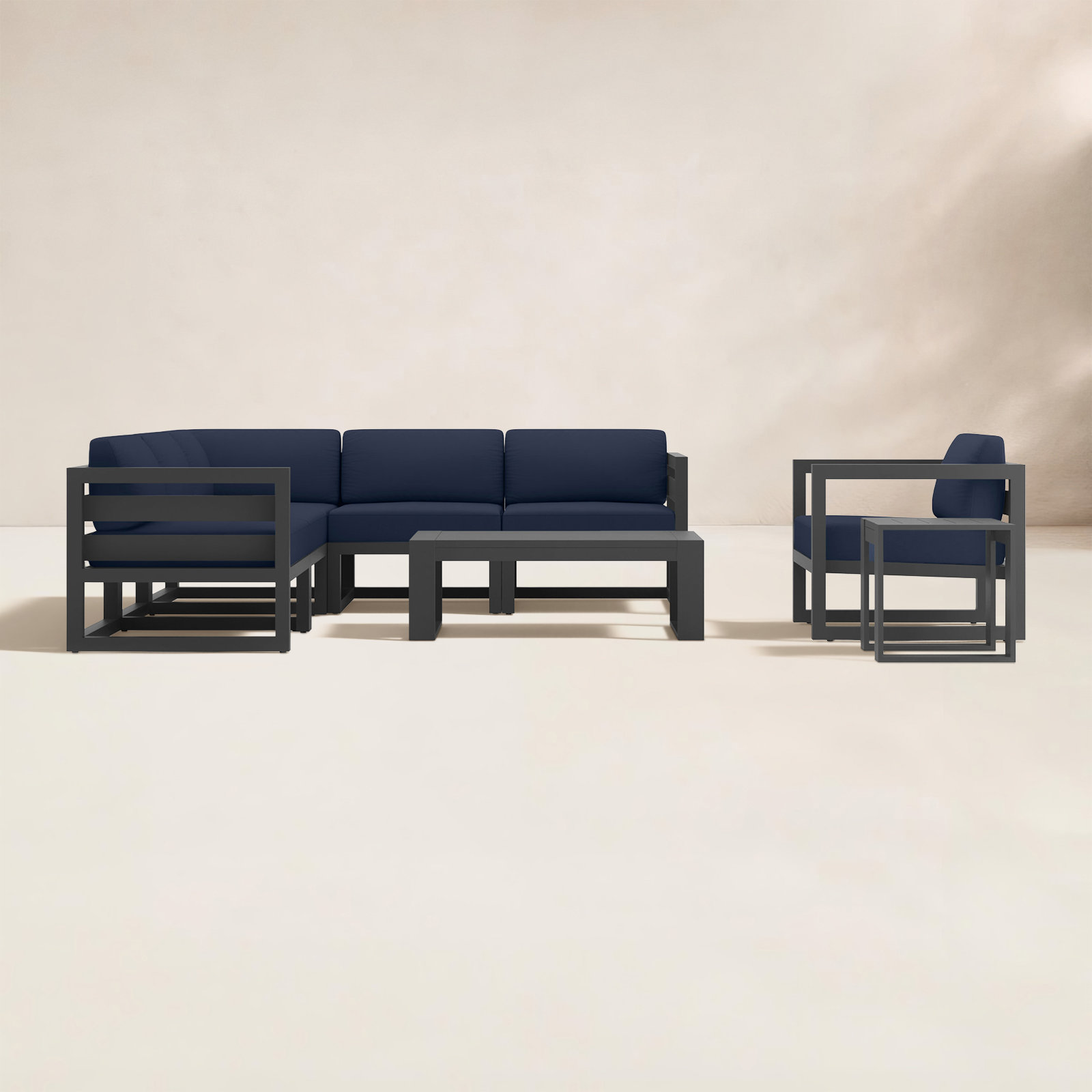 Smith 6-Person Sunbrella® Patio Seating Group, Spectrum Indigo, Slate