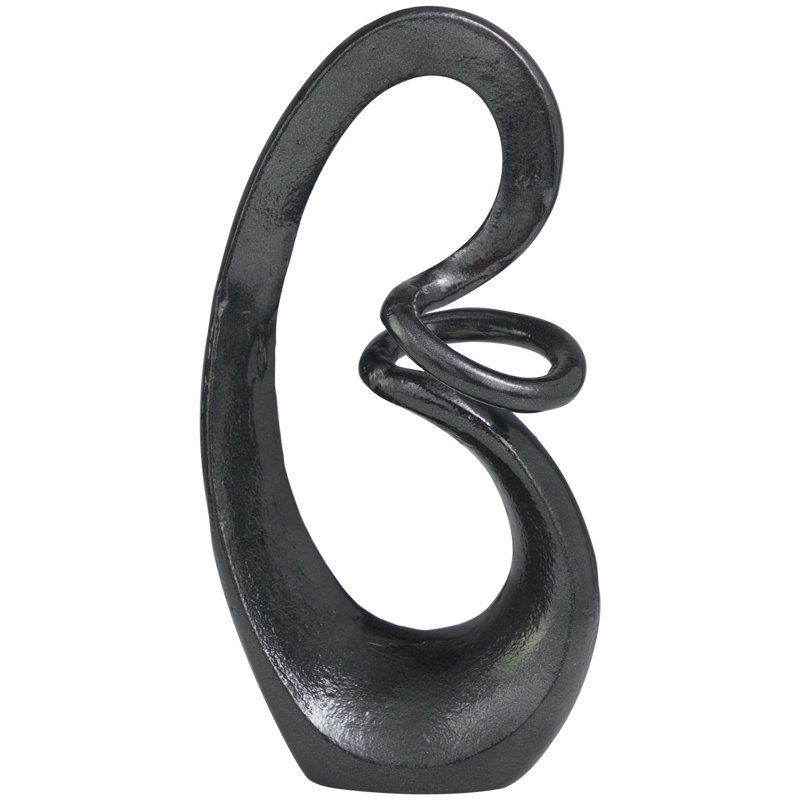 Aluminum Metal Swirl Abstract Decorative Sculpture, Dark Gray