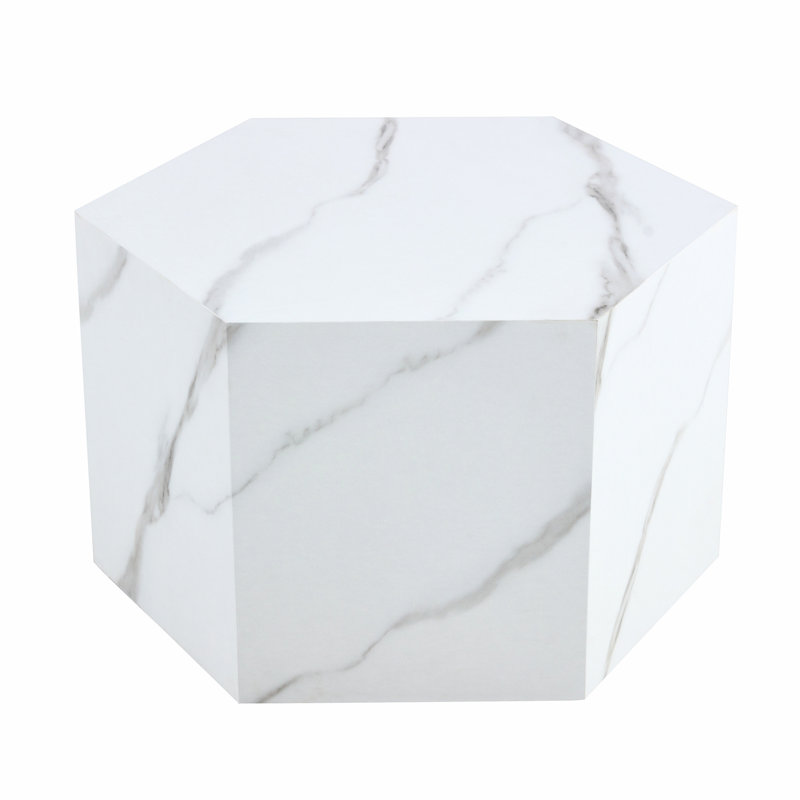 Hexagonal Coffee Table, White, 16.5'' H X 23.6'' L X 27'' W