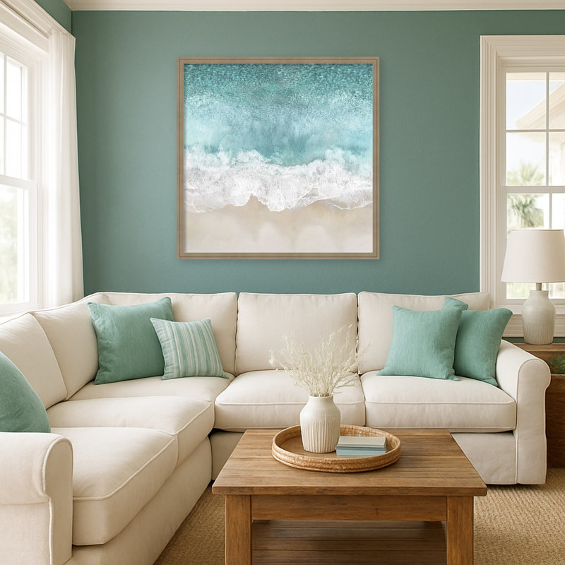 «Ocean Waves I» par Maggie Olsen, reproduction d'art sur toile encadrée, Florence brun clair