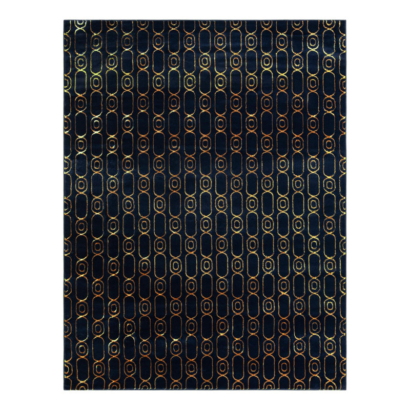 Tapis bleu marine et doré Latitude Run®, Rectangle 7 pi 10 po x 10 pi