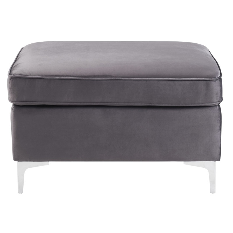 Ottawa Rectangle Ottoman, Gray Velvet