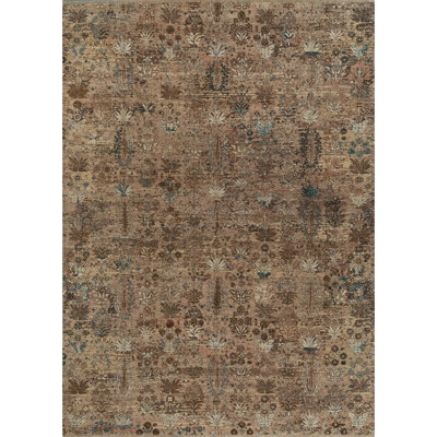 Hand Knotted Wool Area Rug in Bronze