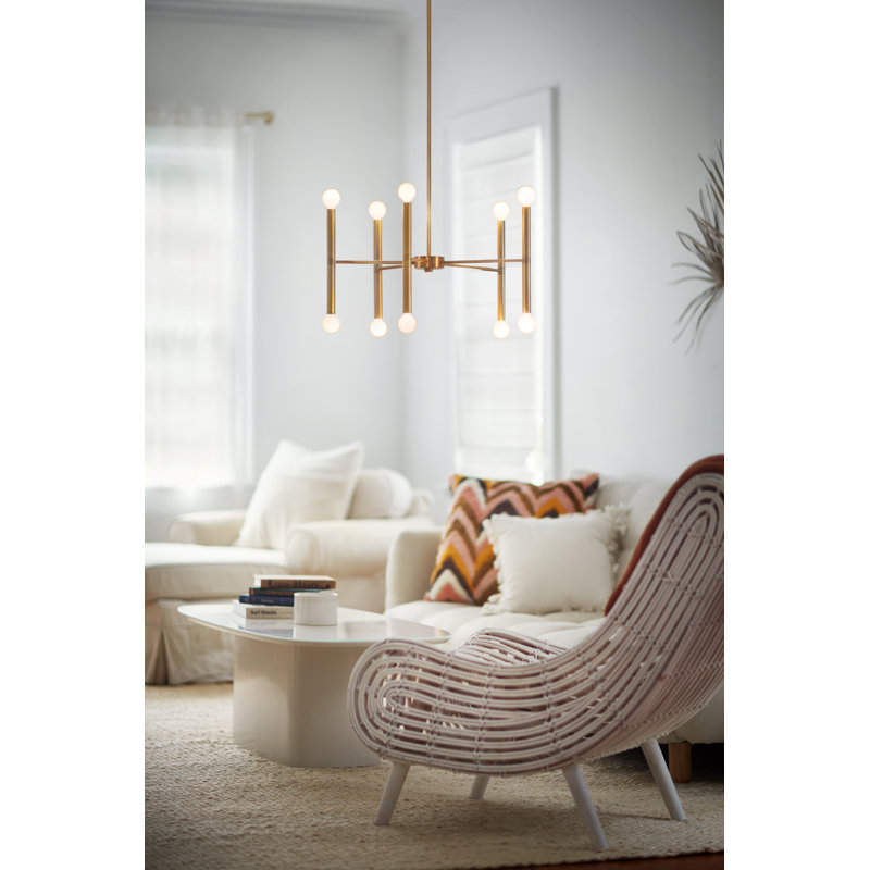 Jamir 10 - Light Dimmable Sputnik Modern Linear Chandelier, Gold