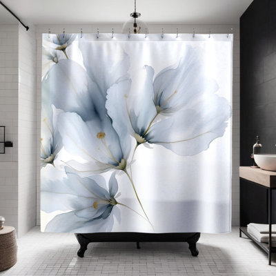Zakariya Grey Abstract Floral Shower Curtain