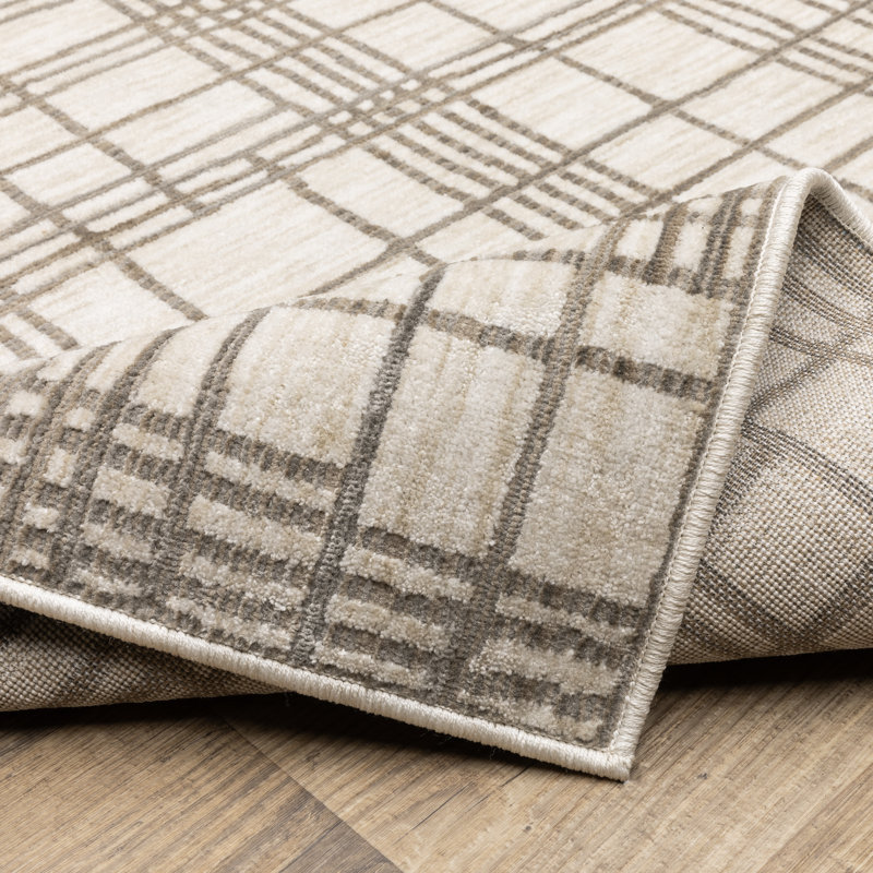 Tapis ivoire / brun Harlow, Tapis de couloir 2 pi 3 po x 7 pi 7 po