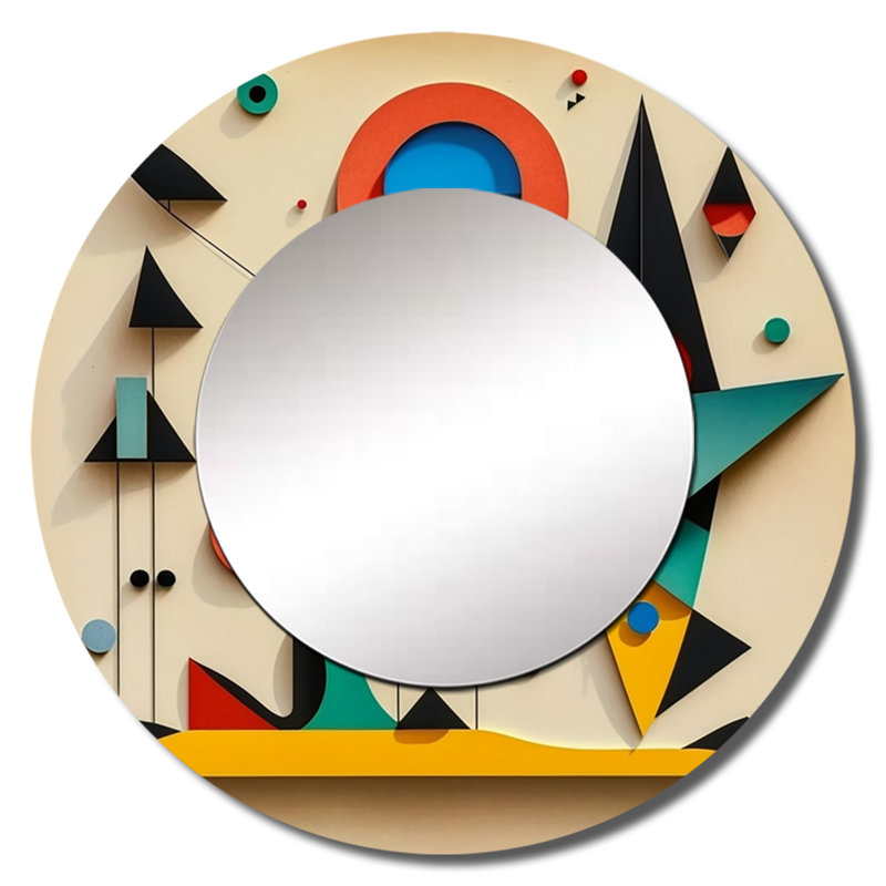 Reproduction de miroir mural géométrique unique, l, 36 po x 36 po