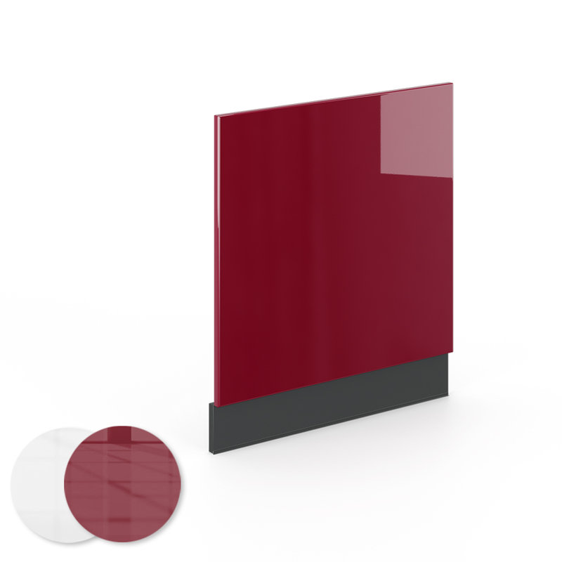 Villas Wood Dishwasher Panel, 67.4cm H x 60cm W, Red/Dark grey