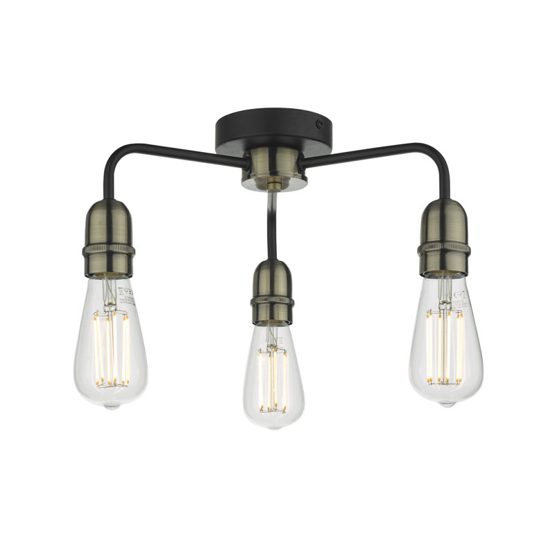 Luyster Semi Flush Mount, Antique Brass