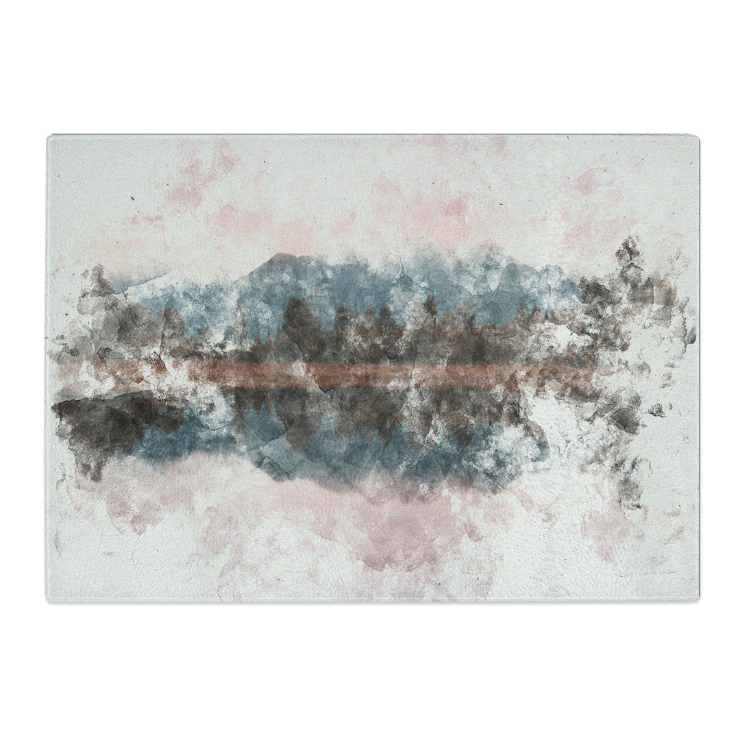 Tempered Glass Reflection of the Mountains Chopping Board